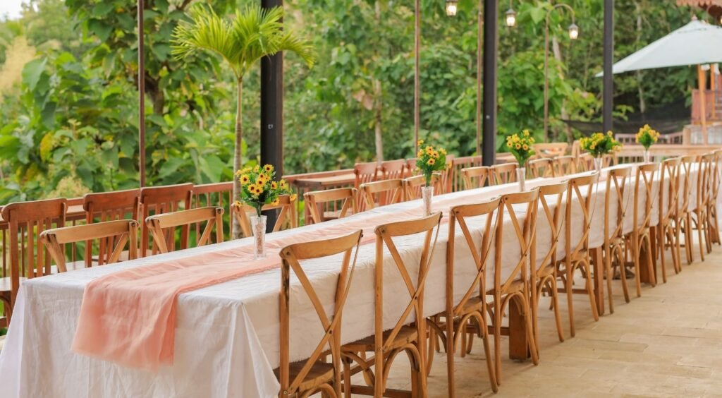 Group restaurant near Borobudur Temple with Menoreh Hills view