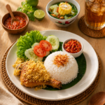 Ayam kremes family lunch near Borobudur Temple