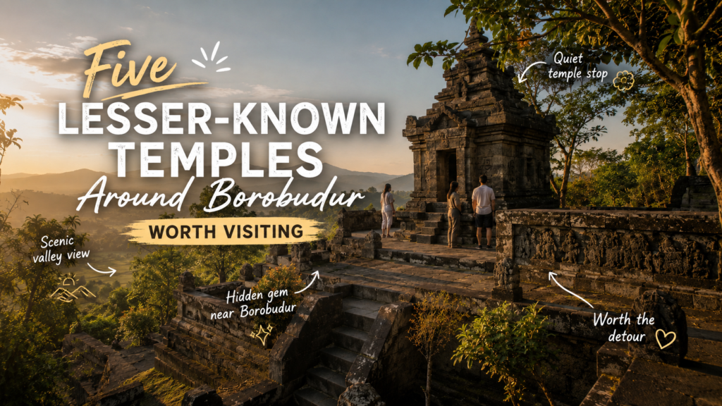 Ancient stone temple near Borobudur surrounded by greenery