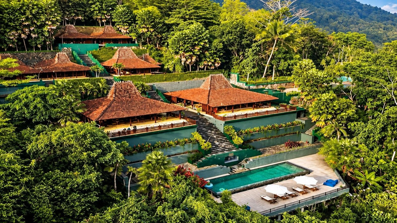 Private pool villa style accommodation in the Borobudur Magelang hills