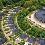 Luxury resort setting near Borobudur temple in Central Java Indonesia
