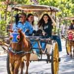 Travelers on a dokar (horse-drawn cart) ride, a common way to explore Candirejo village