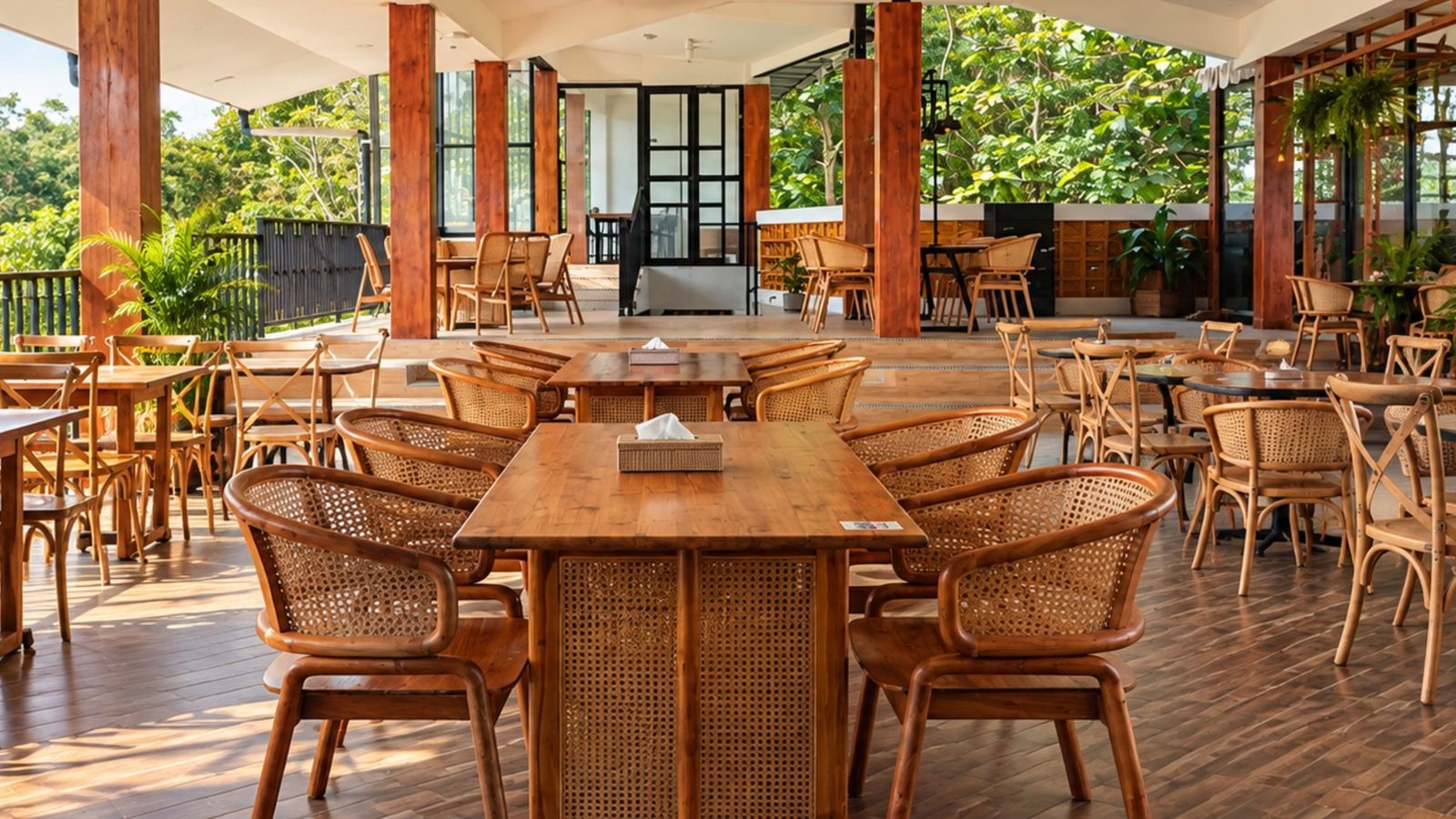 Open-air seating at Kedai Bukit Rhema near Borobudur, useful as a race-weekend hospitality stop