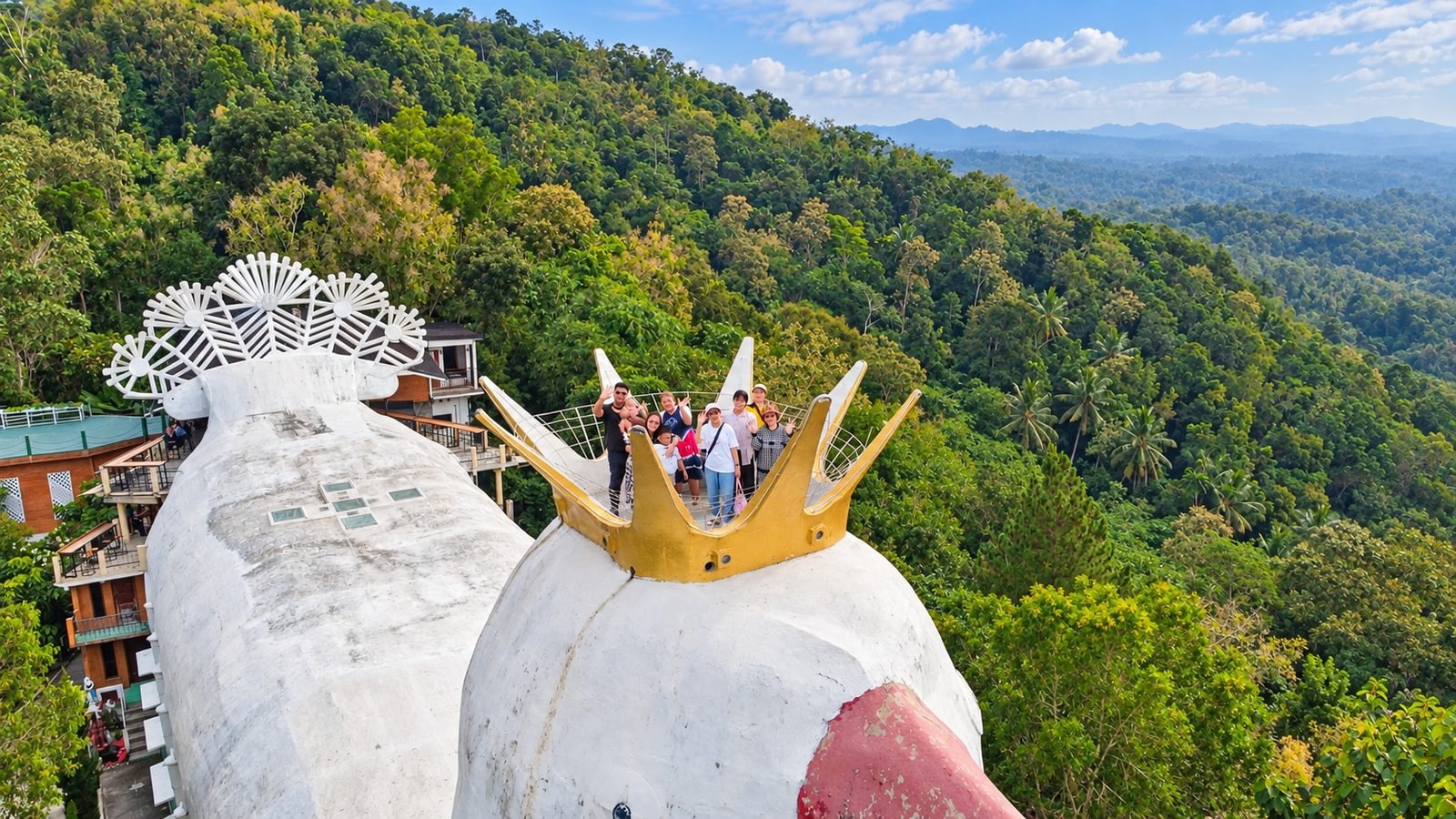 Rumah Doa Bukit Rhema, the Chicken Church, on its forested hill near Borobudur